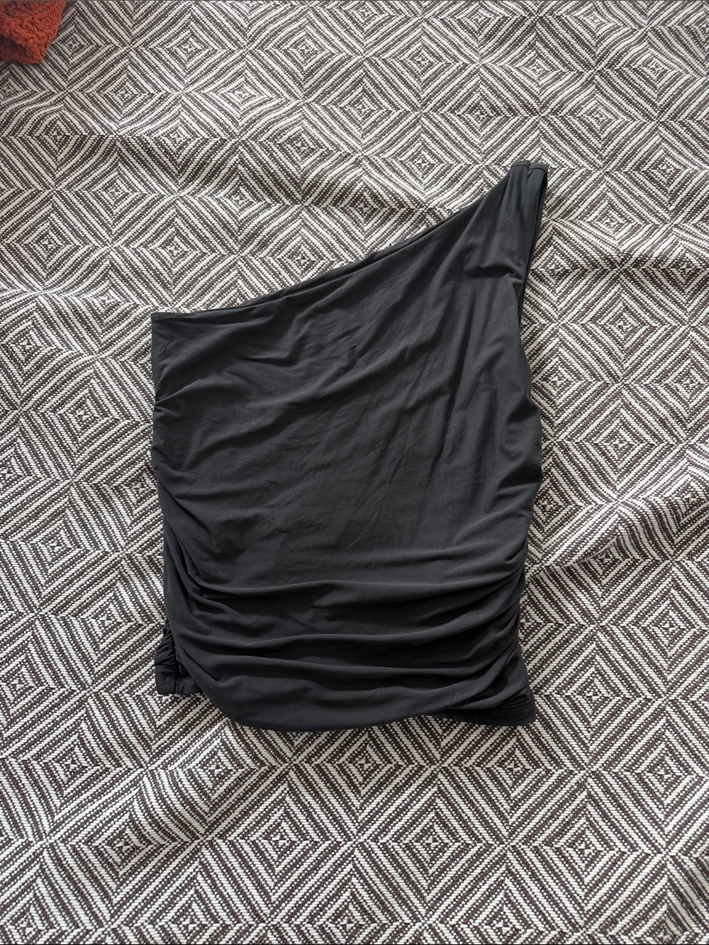One-Shoulder Black Ruched Women’s top